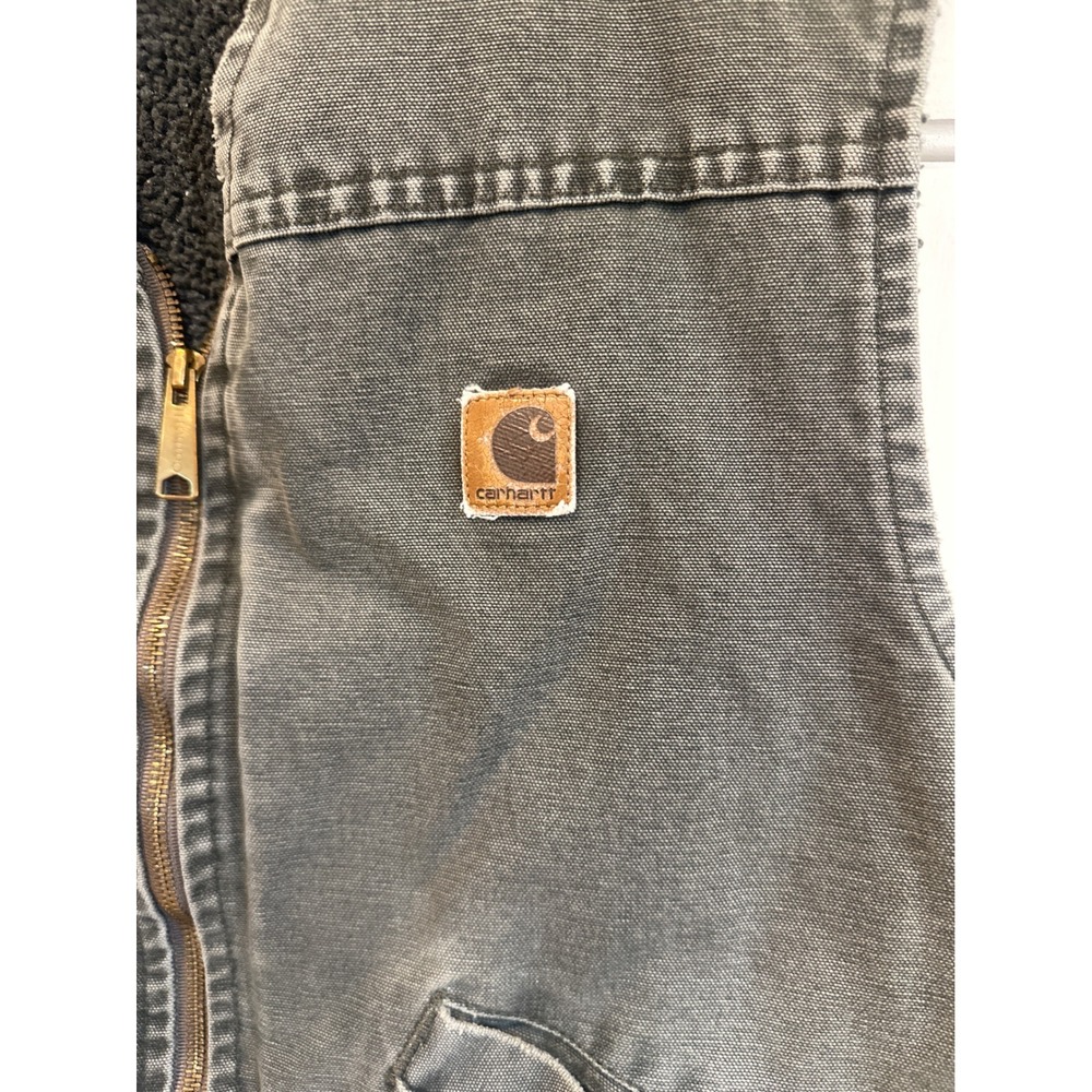 Carhartt V13 MOS Sandstone Duck Sherpa Lined Vest Mens Large Moss Green USA Made - Picture 2 of 9